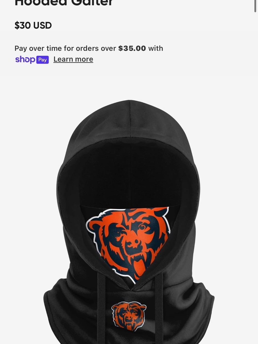 FOCO Chicago Bears NFL Black Hooded Gaiter